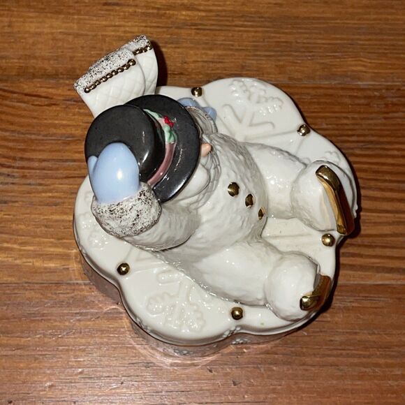 Lenox WINTER WONDERLAND Christmas Snowman Music Box Fine Porcelain Trinket Box - Picture 9 of 12